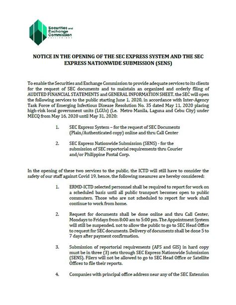 SEC Express Nationwide Submission .